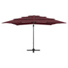 Vidaxl Parasol 4-Schicht mit Aluminiumpol 250x250 cm Burgunderrot