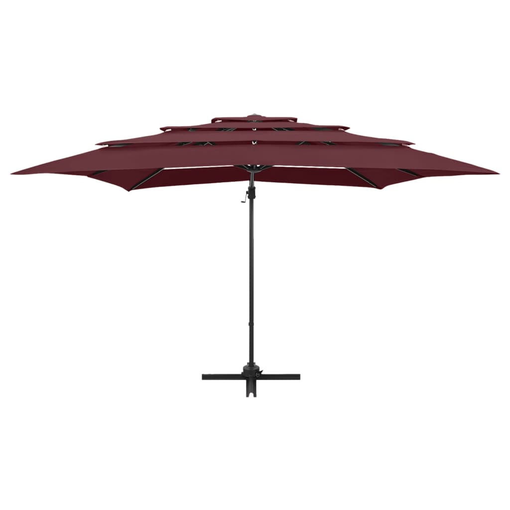 Vidaxl Parasol 4-Schicht mit Aluminiumpol 250x250 cm Burgunderrot
