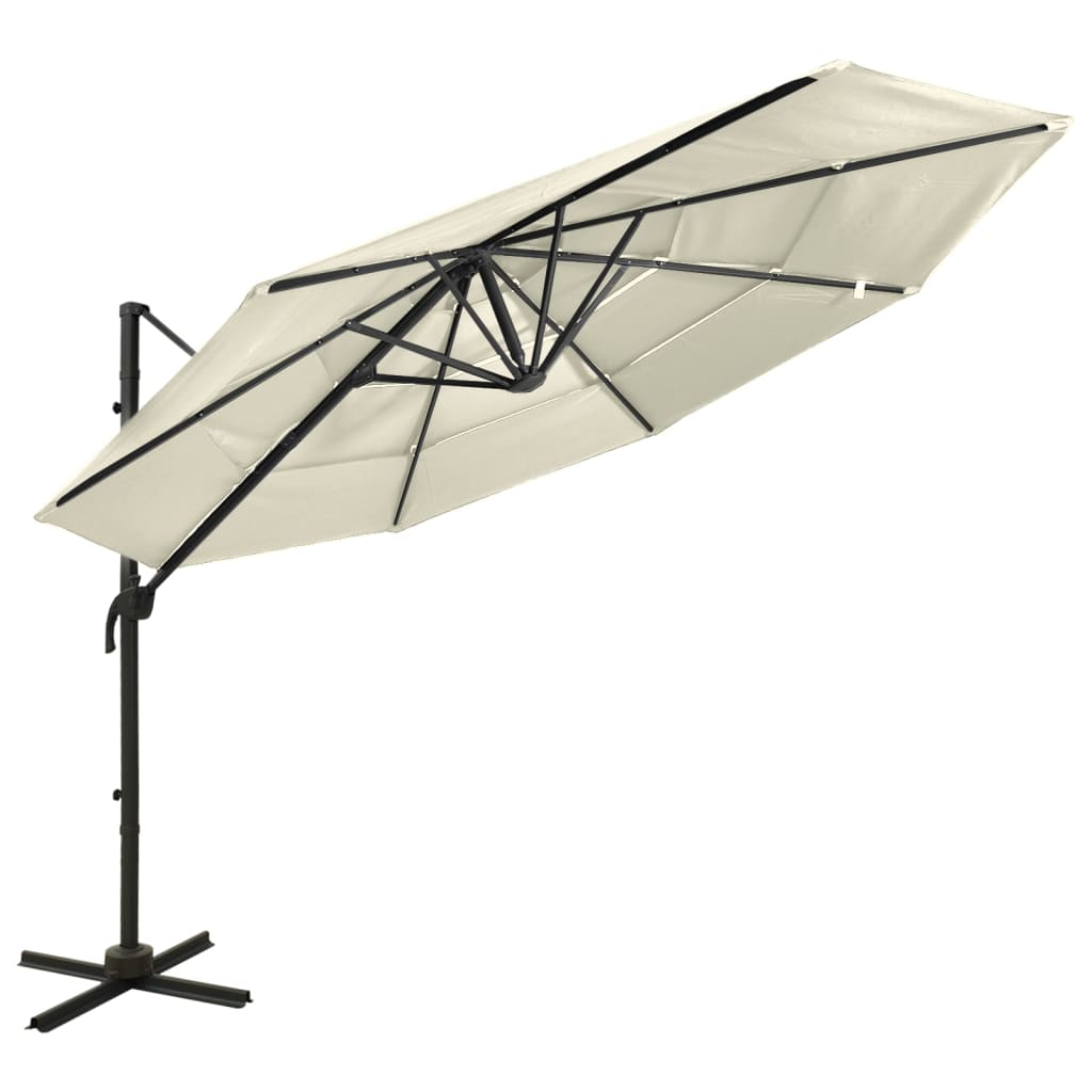 Vidaxl Parasol 4-Layer mit Aluminiumpol 3x3 m sandfarben