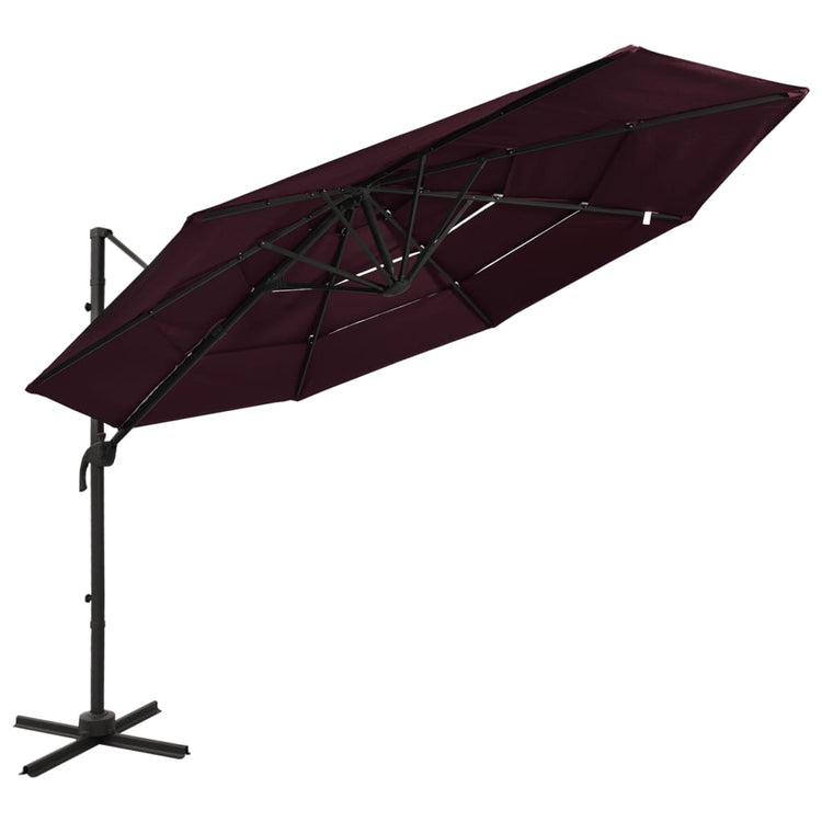 Vidaxl Parasol 4-Schicht mit Aluminiumpol 3x3 M Bordeaux Rot