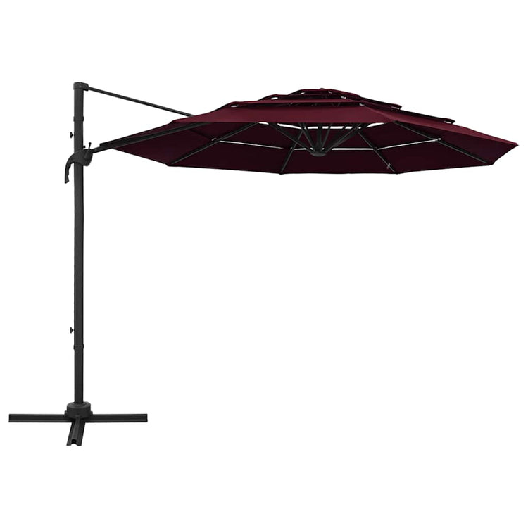Vidaxl Parasol 4-Schicht mit Aluminiumpol 3x3 M Bordeaux Rot