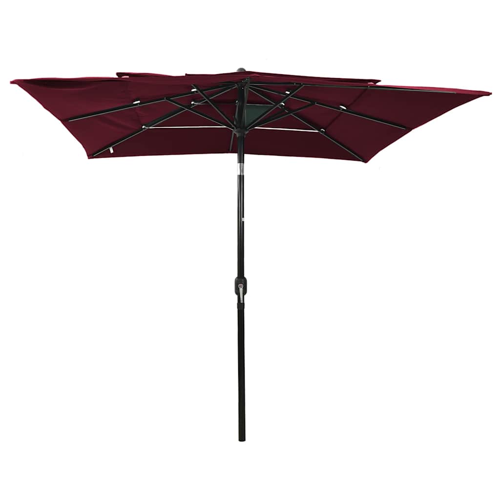 Vidaxl Parasol 3-Schicht mit Aluminiumpol 2,5 x 2,5 m Bordeaux Rot