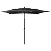 Vidaxl Parasol 3-Schicht mit Aluminiumpol 2,5 x 2,5 m schwarz