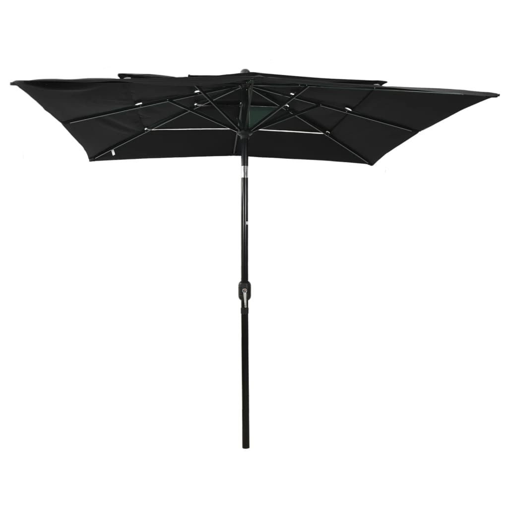 Vidaxl Parasol 3-Schicht mit Aluminiumpol 2,5 x 2,5 m schwarz
