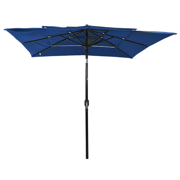 Vidaxl Parasol 3-Schicht mit Aluminiumpol 2,5 x 2,5 m Azurblau