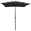 Vidaxl Parasol 3-Schicht mit Aluminiumpol 2x2 m Grün