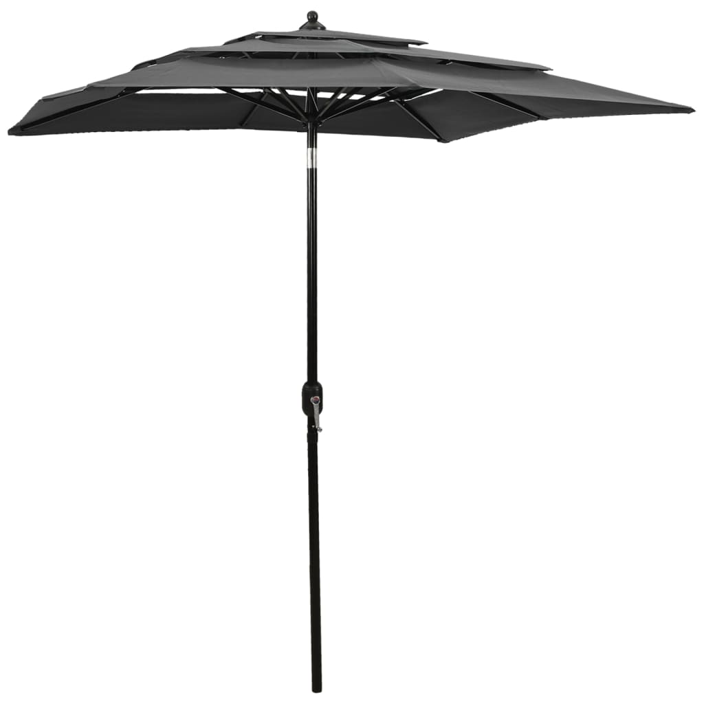 Vidaxl Parasol 3-Schicht mit Aluminiumpol 2x2 M Anthrazitfarbe
