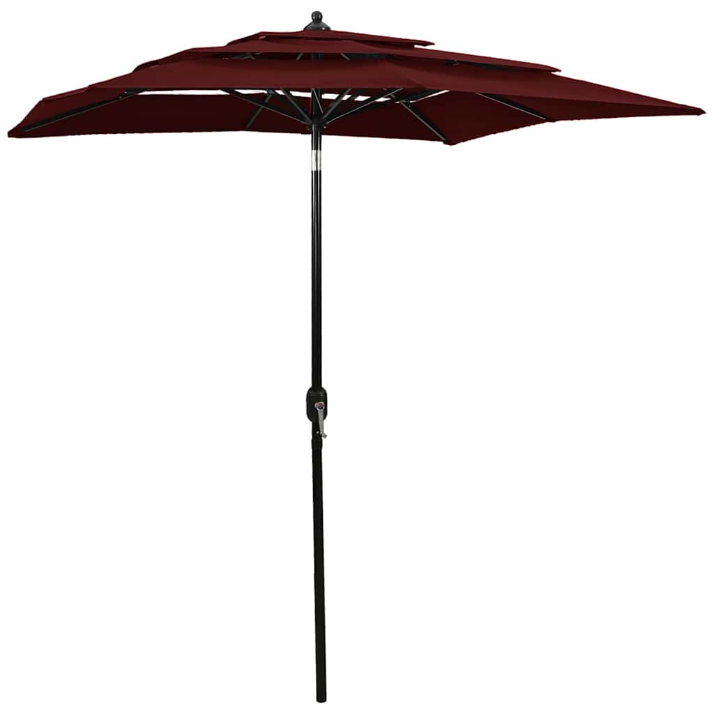 Vidaxl Parasol 3-Schicht mit Aluminiumpol 2x2 M Bordeaux Rot