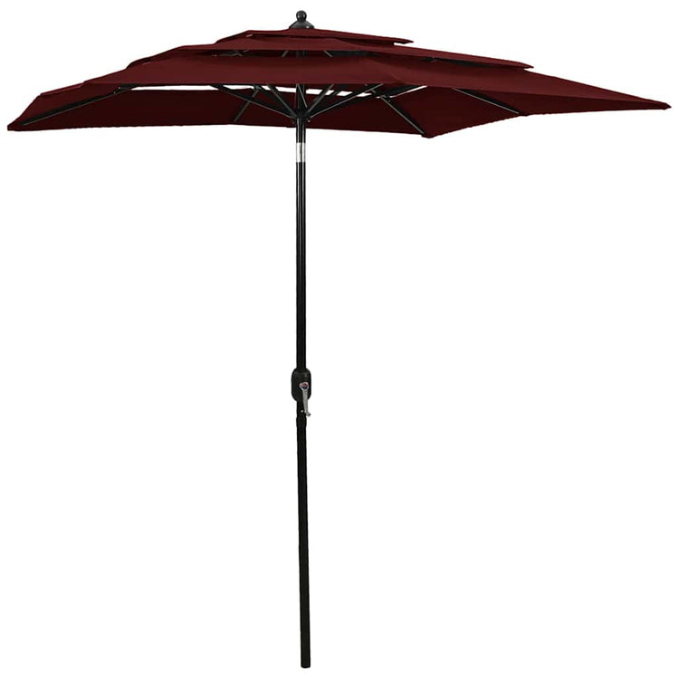 Vidaxl Parasol 3-Schicht mit Aluminiumpol 2x2 M Bordeaux Rot