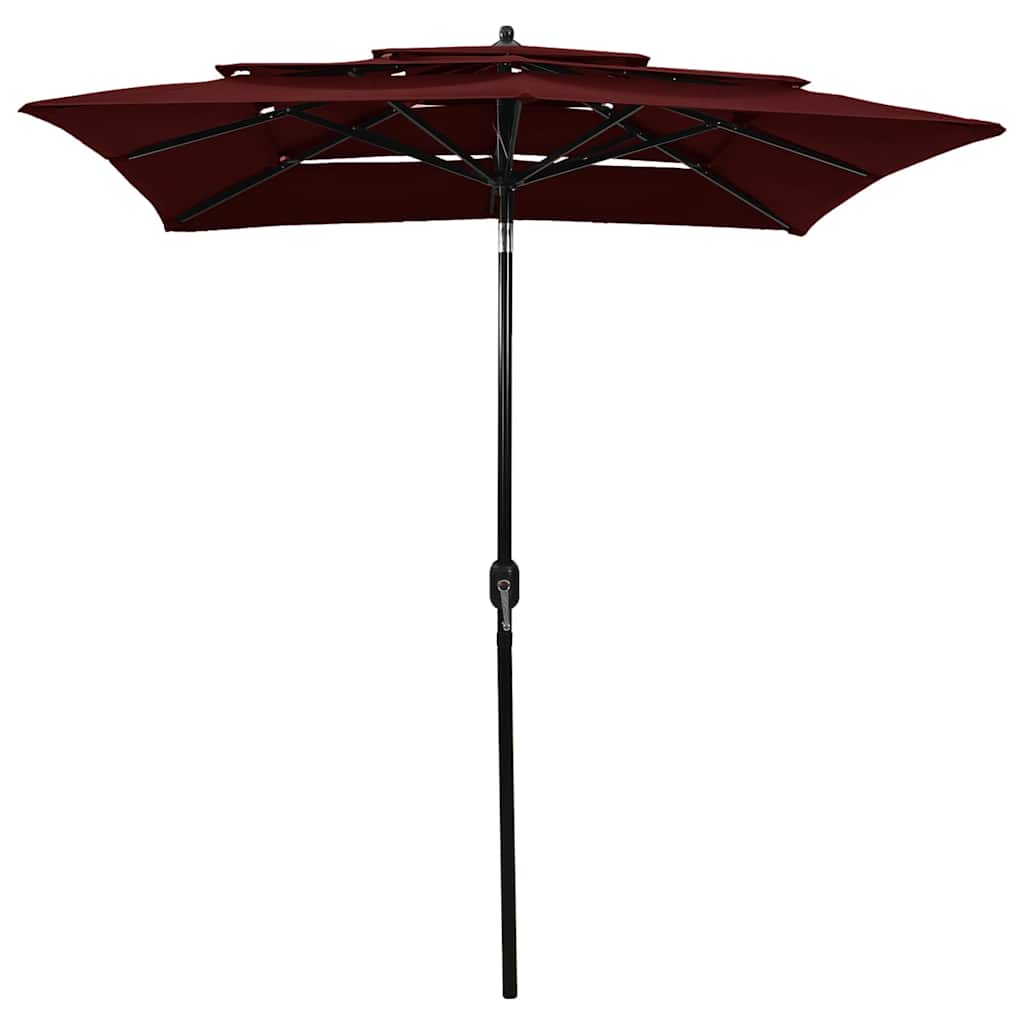 Vidaxl Parasol 3-Schicht mit Aluminiumpol 2x2 M Bordeaux Rot