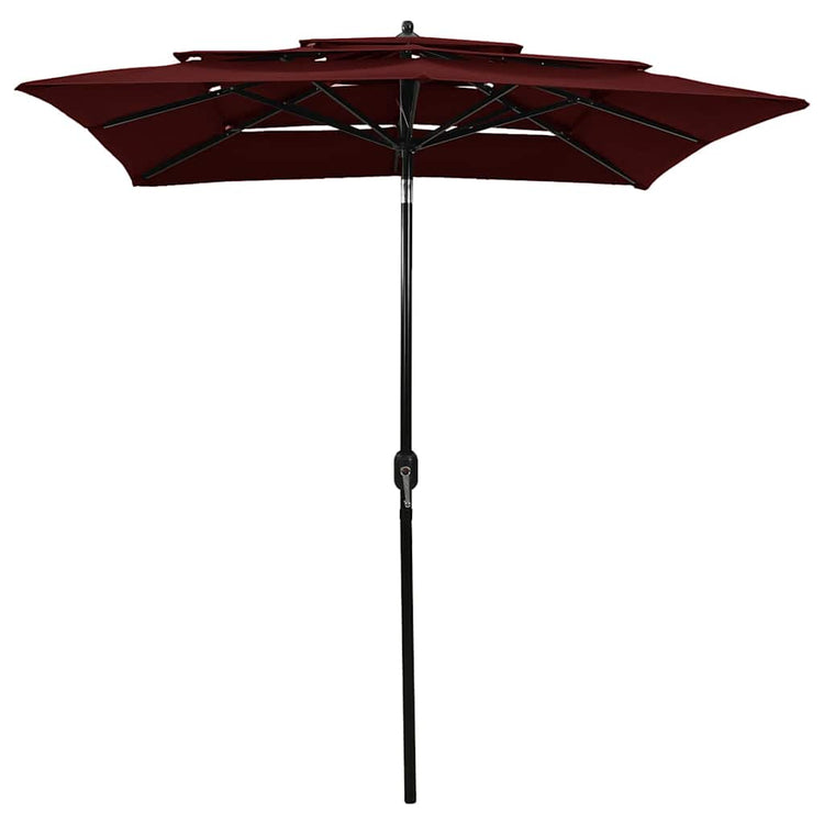Vidaxl Parasol 3-Schicht mit Aluminiumpol 2x2 M Bordeaux Rot