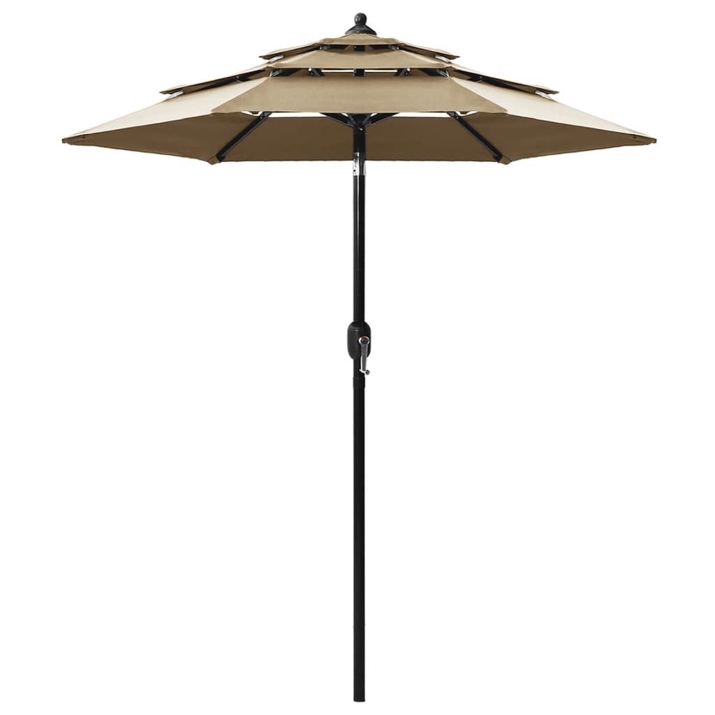 Vidaxl Parasol 3-Layer mit Aluminiumpol 2 M Taupe