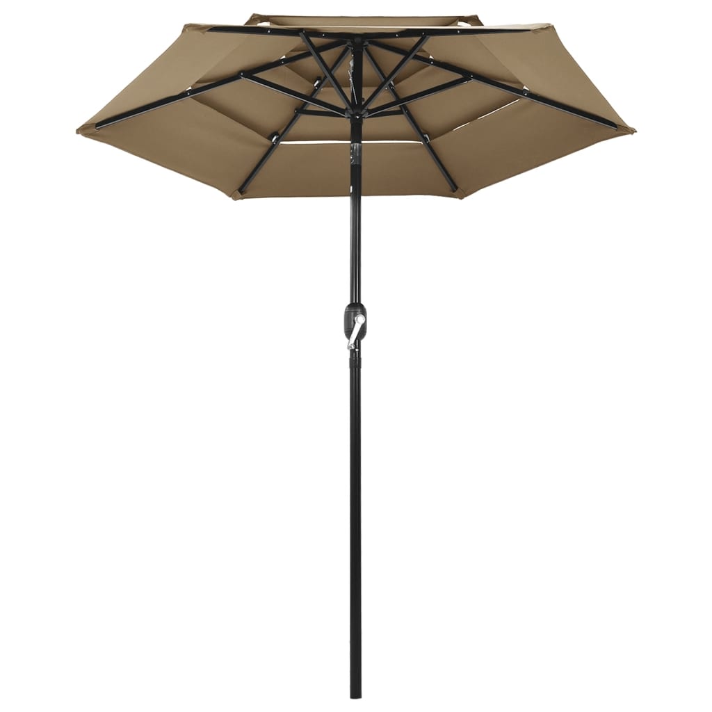 Vidaxl Parasol 3-Layer mit Aluminiumpol 2 M Taupe