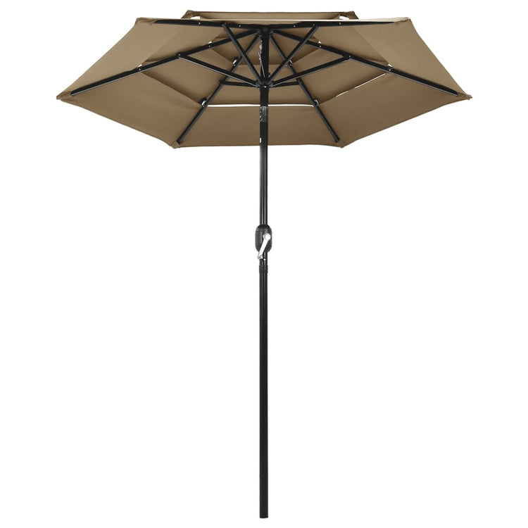 Vidaxl Parasol 3-Layer mit Aluminiumpol 2 M Taupe