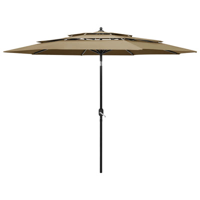 Vidaxl Parasol 3-Layer mit Aluminiumpol 3 M Taupe