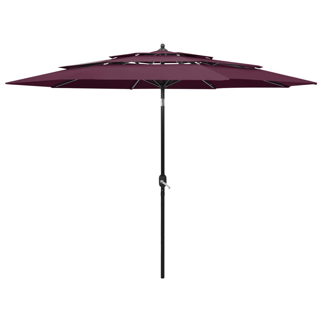 Vidaxl Parasol 3-Schicht mit Aluminiumpol 3 m Bordeaux Rot