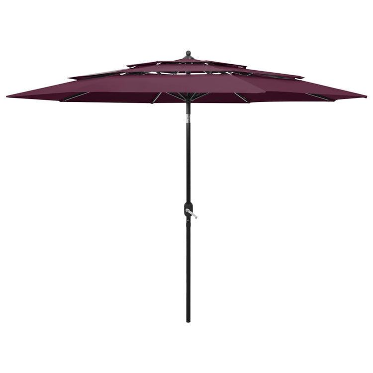 Vidaxl Parasol 3-Schicht mit Aluminiumpol 3 m Bordeaux Rot