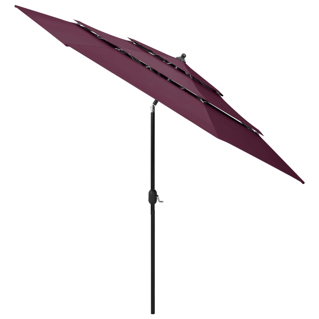 Vidaxl Parasol 3-Schicht mit Aluminiumpol 3 m Bordeaux Rot