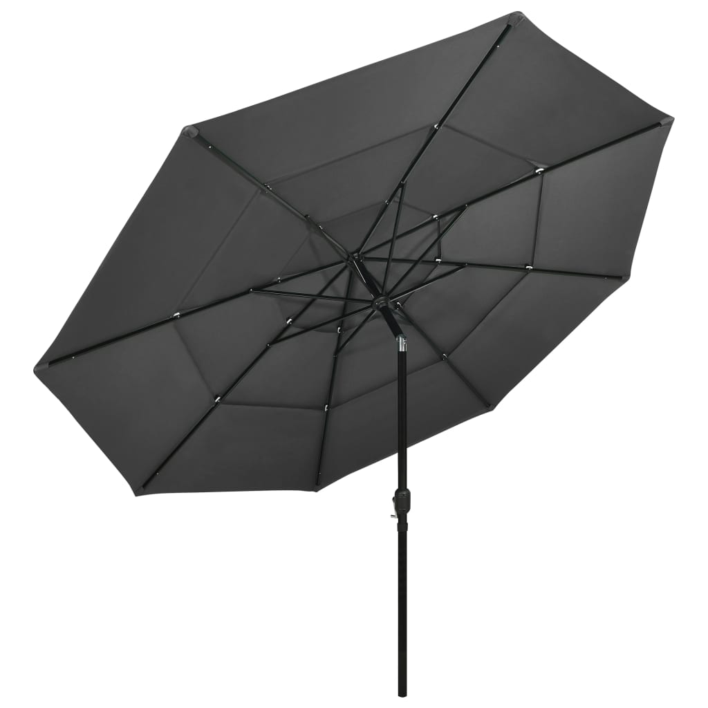 Vidaxl Sonnenschirm 3-lagig mit Aluminiumstange 3,5 m Anthrazit