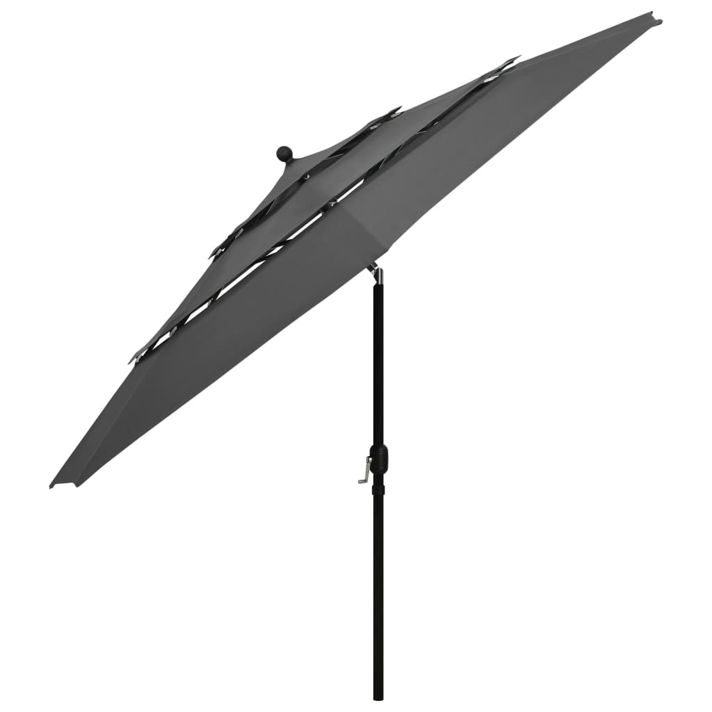 Vidaxl Sonnenschirm 3-lagig mit Aluminiumstange 3,5 m Anthrazit