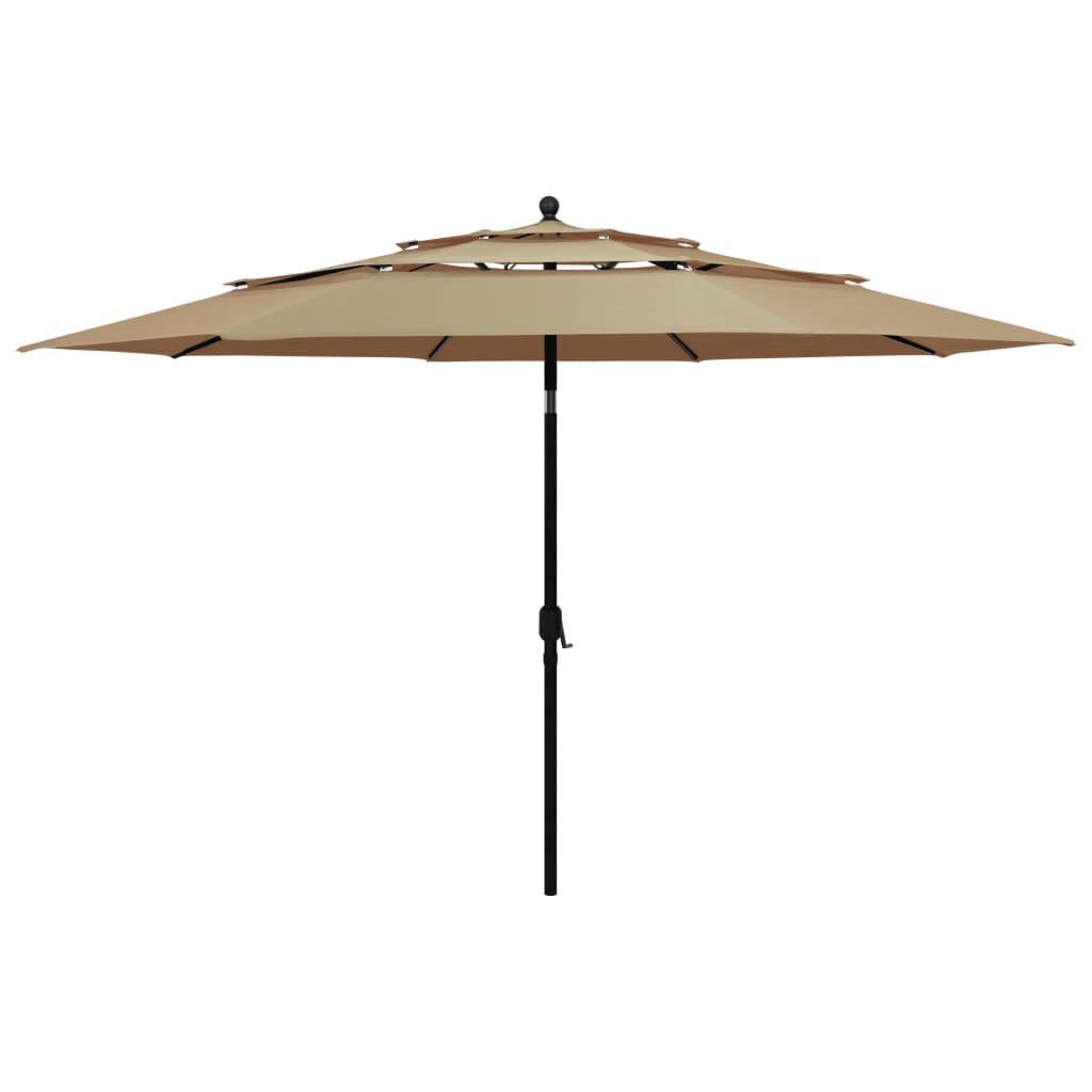 Vidaxl Parasol 3-Schicht mit Aluminiumpol 3,5 M Taupe