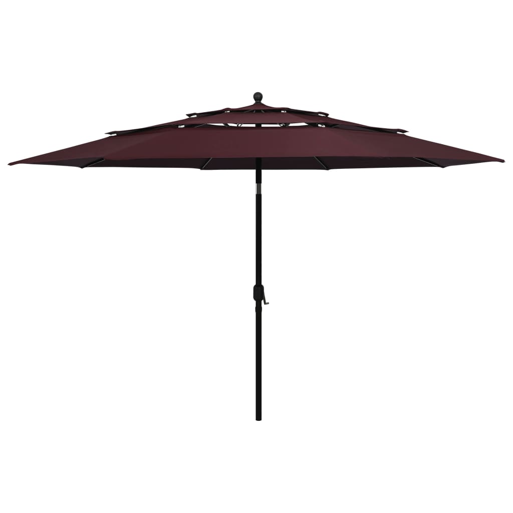 Vidaxl Parasol 3-Schicht mit Aluminiumpol 3,5 m Bordeaux Rot