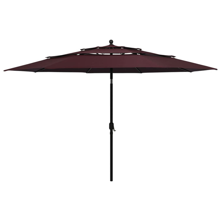 Vidaxl Parasol 3-Schicht mit Aluminiumpol 3,5 m Bordeaux Rot
