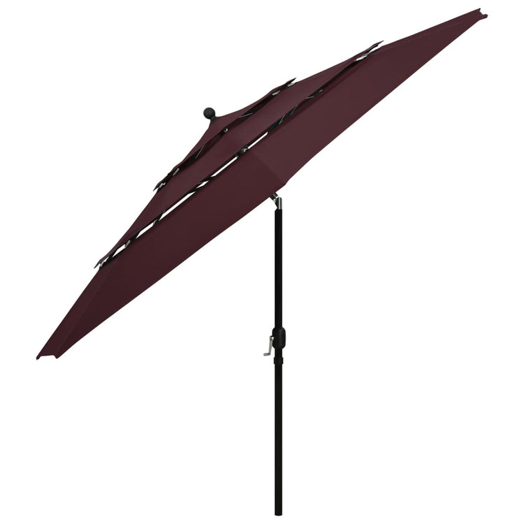 Vidaxl Parasol 3-Schicht mit Aluminiumpol 3,5 m Bordeaux Rot
