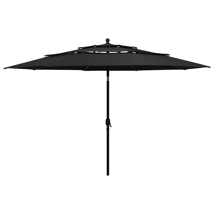 Vidaxl Sonnenschirm 3-lagig mit Aluminiumstange 3,5 m schwarz