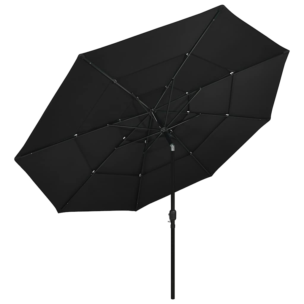 Vidaxl Sonnenschirm 3-lagig mit Aluminiumstange 3,5 m schwarz