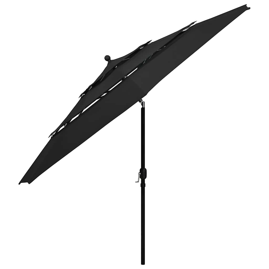 Vidaxl Sonnenschirm 3-lagig mit Aluminiumstange 3,5 m schwarz