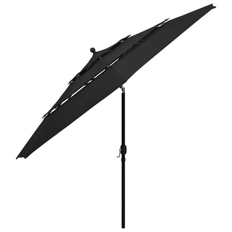 Vidaxl Sonnenschirm 3-lagig mit Aluminiumstange 3,5 m schwarz