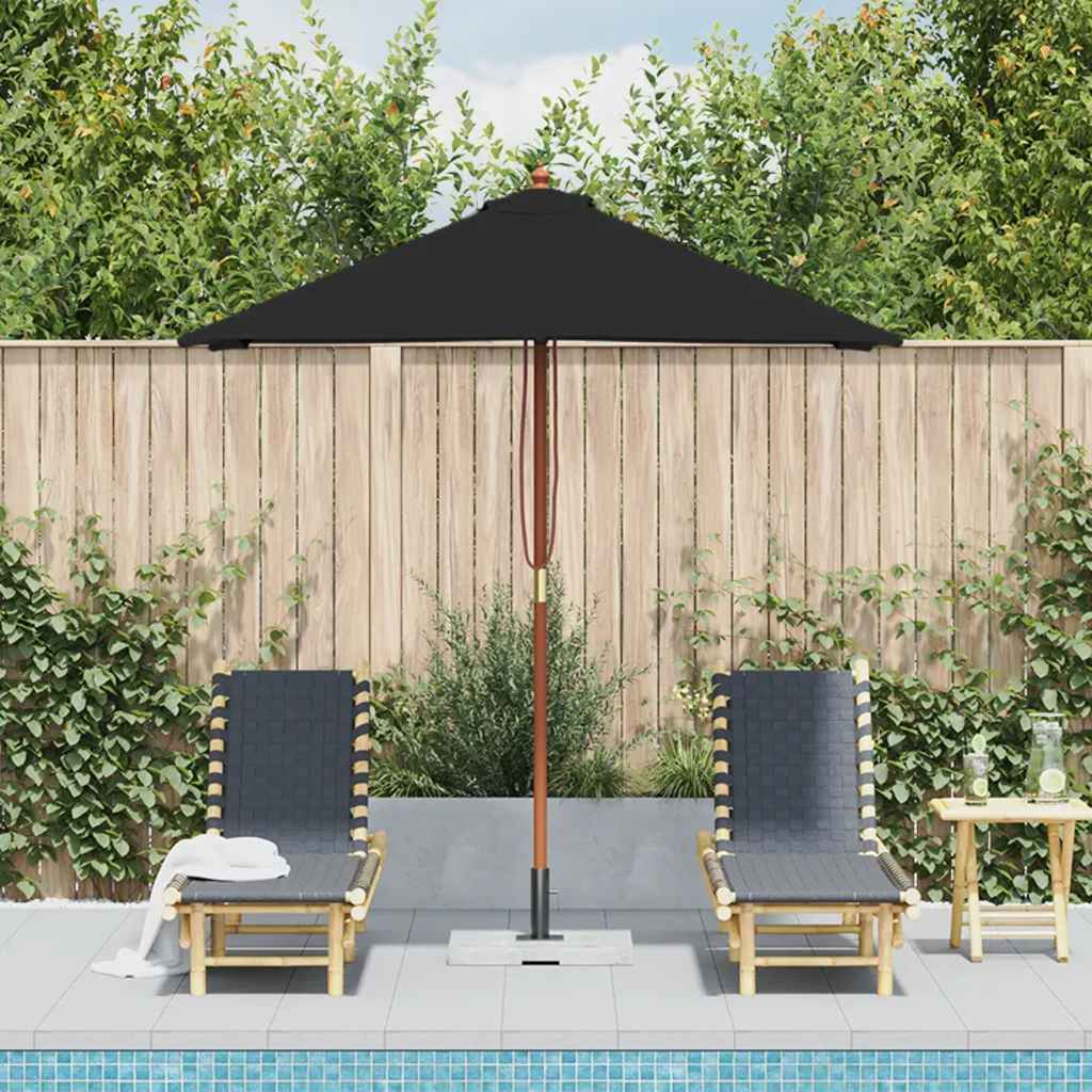Vidaxl -Parasol mit Holzstange 150x200 cm schwarz