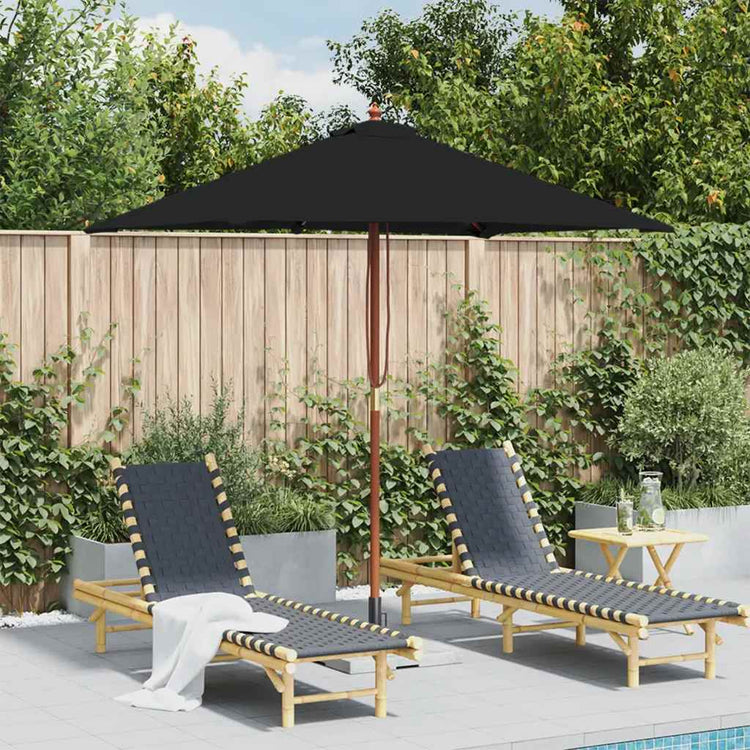 Vidaxl -Parasol mit Holzstange 150x200 cm schwarz