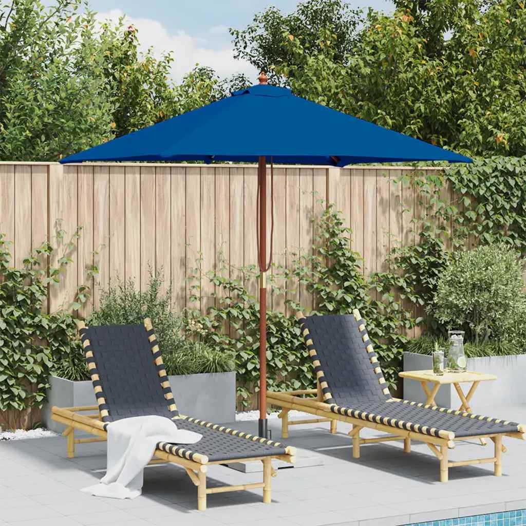Vidaxl -Parasol mit Holzstange 150x200 cm blau