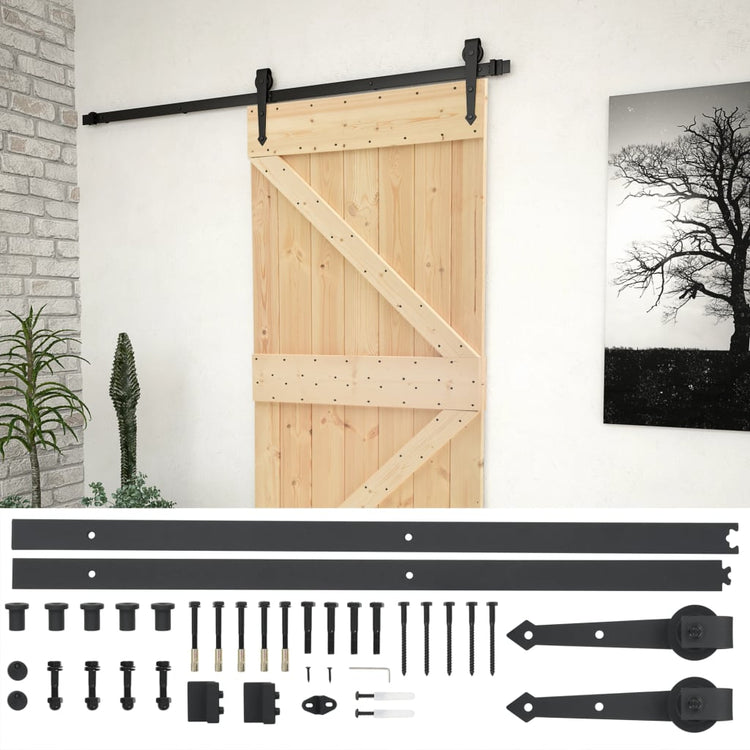Vidaxl -Schiebetür mit Teig 90x210 cm Festkiefer
