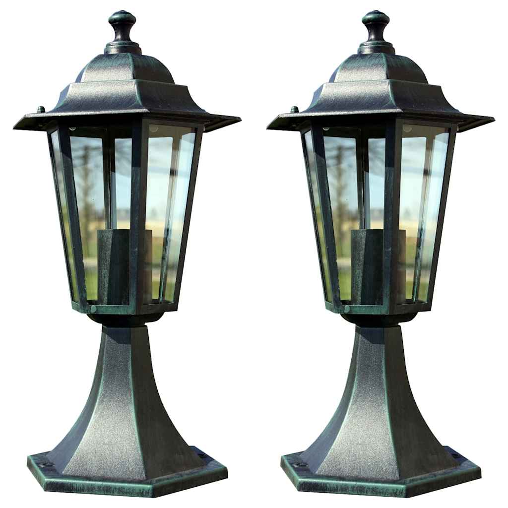 Vidaxl Gartenlampen 2 St Aluminium dunkelgrün schwarz