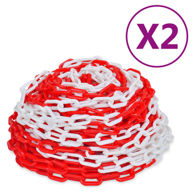 VIDAXL -Sicherheitsketten 2 PCs 30 m Kunststoff Rot und Weiß