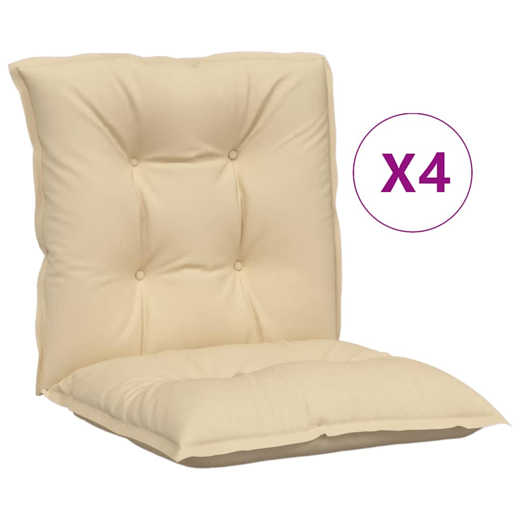 Vidaxx Gartenstuhlkissen 4 Stück niedrige Rückenlehne 100x50x7 cm Stoff beige