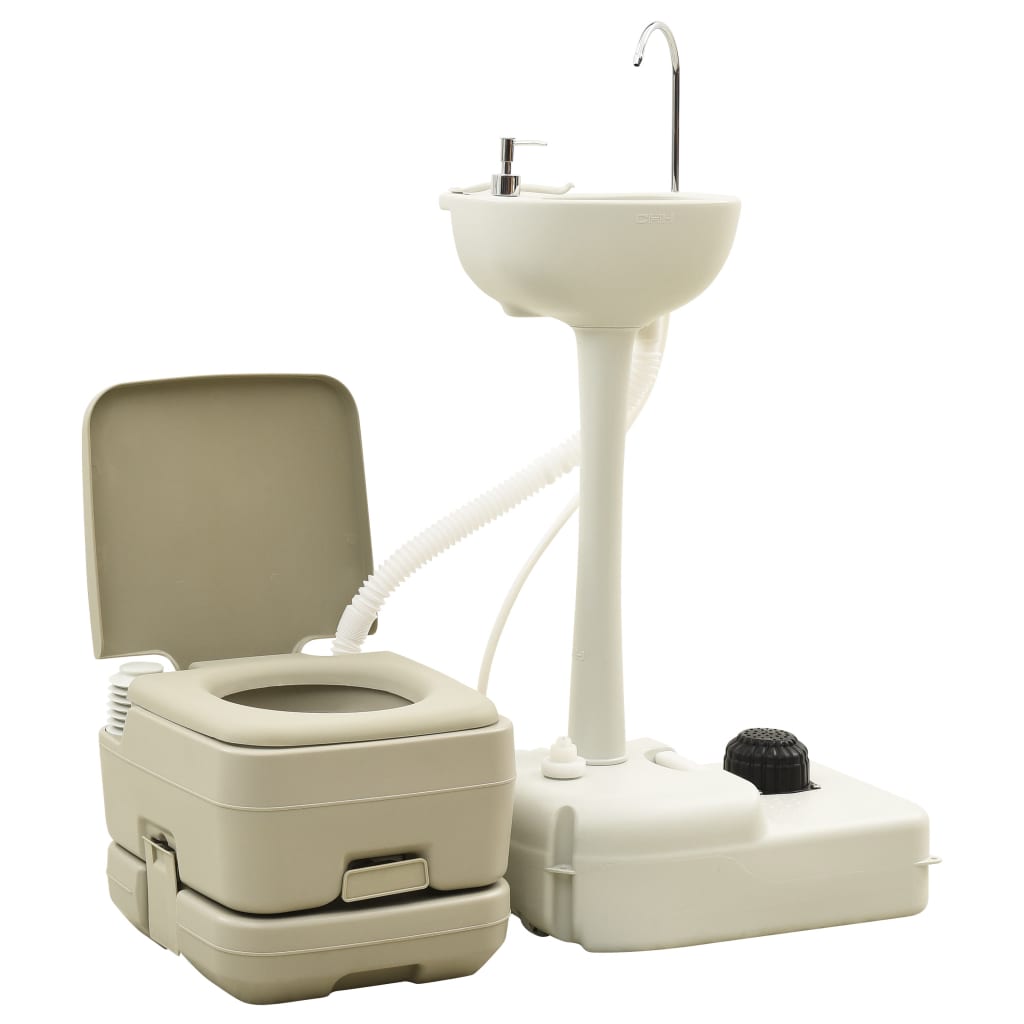 Vidaxl Camping -Toiletten Waschbecken Set 10+10 und 20 l Grau