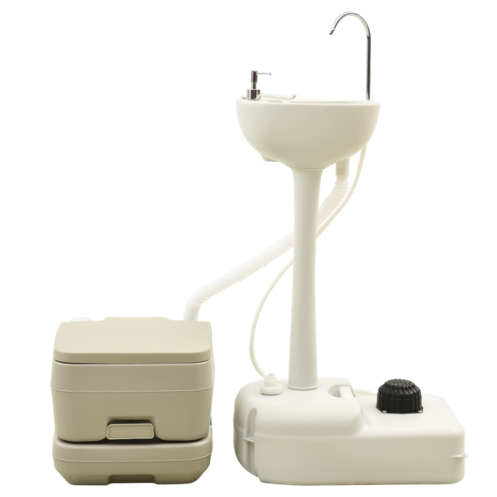 Vidaxl Camping -Toiletten Waschbecken Set 10+10 und 20 l Grau