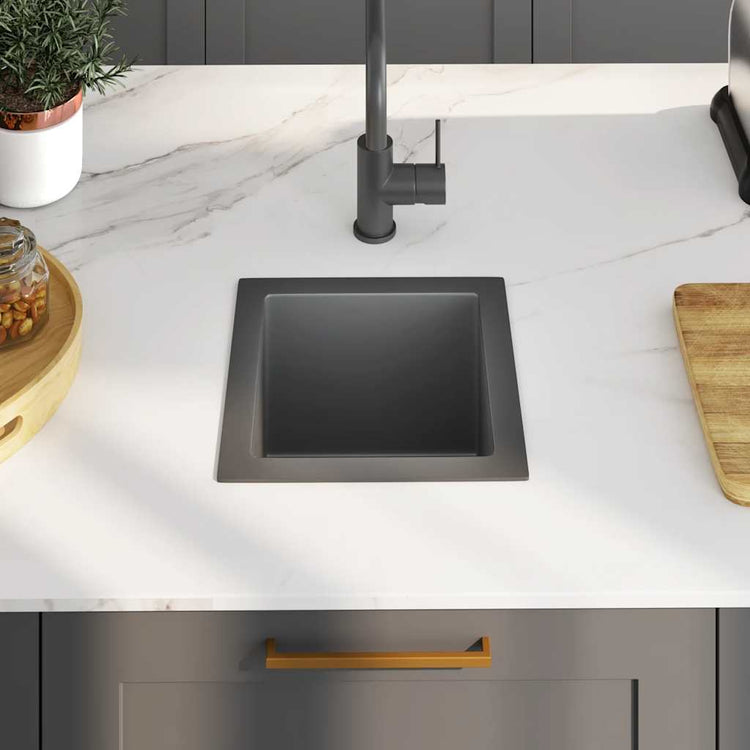 Vidaxl Waschbecken handgefertigt Edelstahl Schwarz