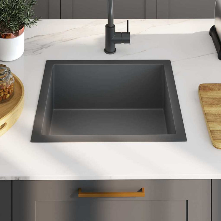 Vidaxl Waschbecken handgefertigt Edelstahl Schwarz
