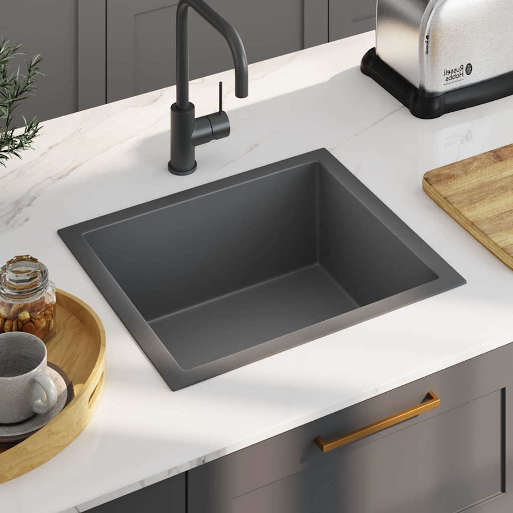 Vidaxl Waschbecken handgefertigt Edelstahl Schwarz