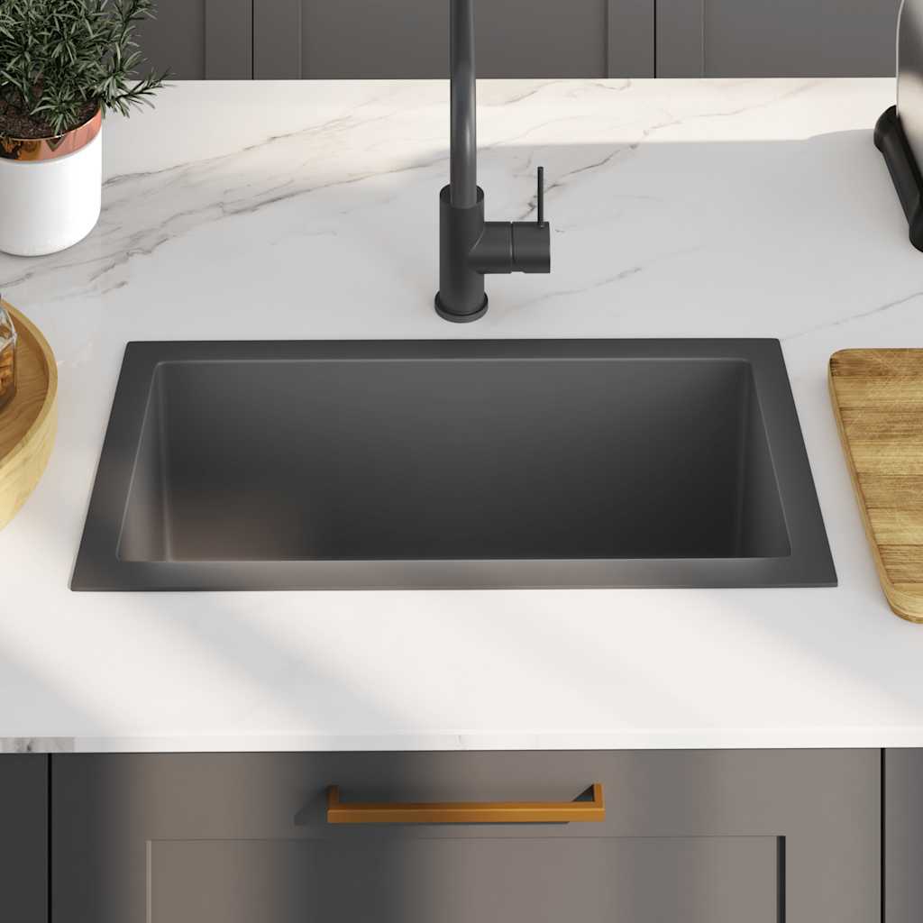Vidaxl Waschbecken handgefertigt Edelstahl Schwarz