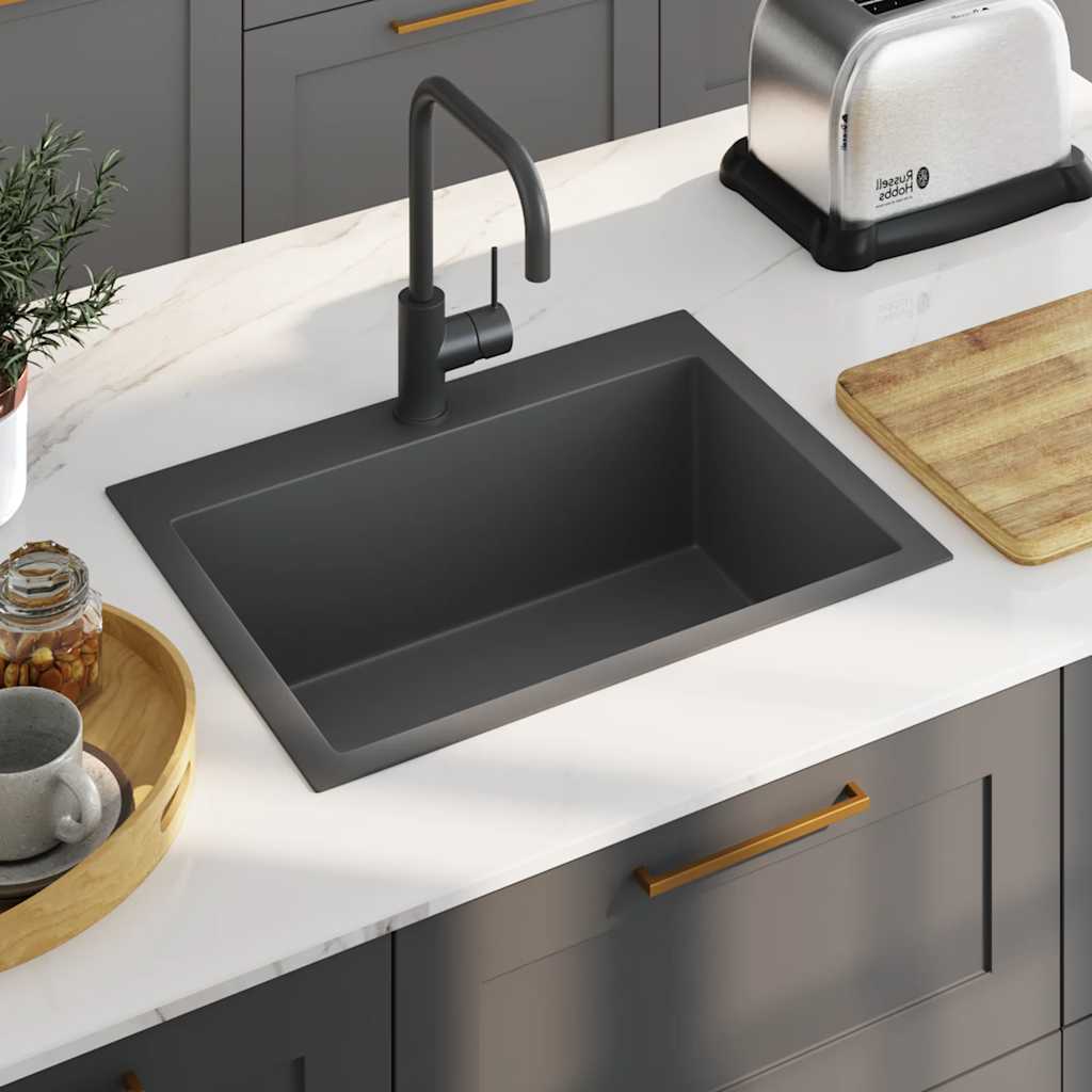 Vidaxl Waschbecken handgefertigt Edelstahl Schwarz