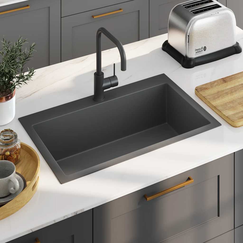 Vidaxl Waschbecken handgefertigt Edelstahl Schwarz
