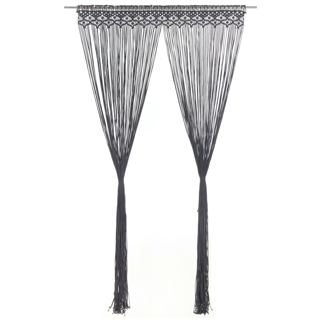 VIDAXL -Vorhang Macramé 140x240 cm Baumwoll -Anthrazit
