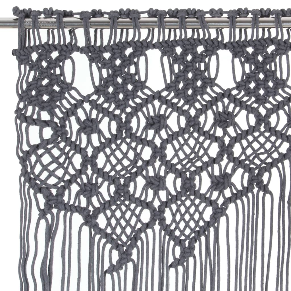 VIDAXL -Vorhang Macramé 140x240 cm Baumwoll -Anthrazit