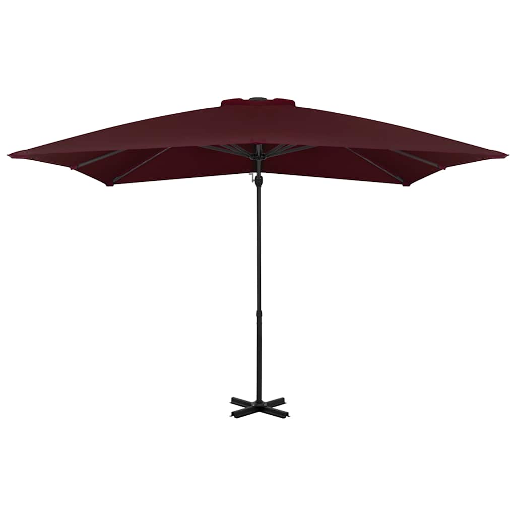 Vidaxl -schwimmendes Parasol mit Aluminiumpol 250x250 cm Burgunderrot